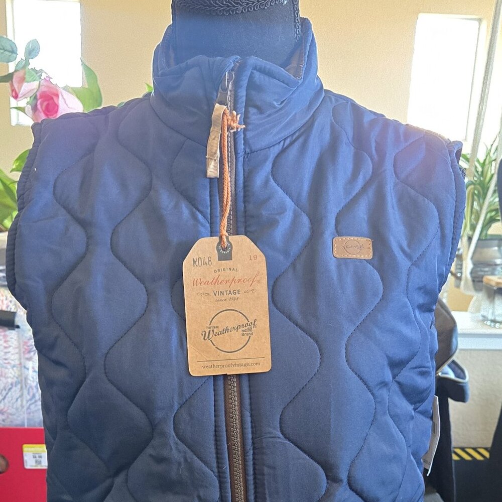 NWT Weatherproof Vintage Vest Mens Medium Windsor Wine Puffer Full Zip
